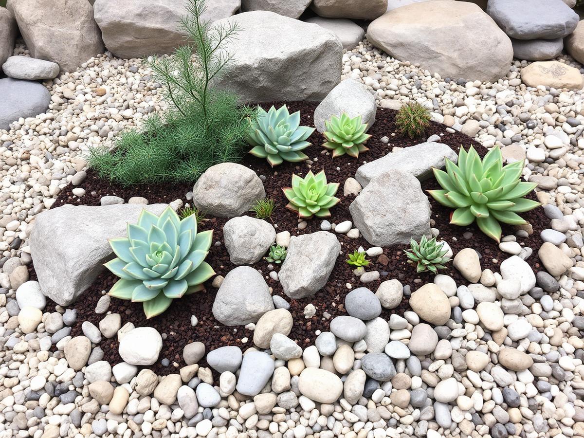 Rock garden with succulents